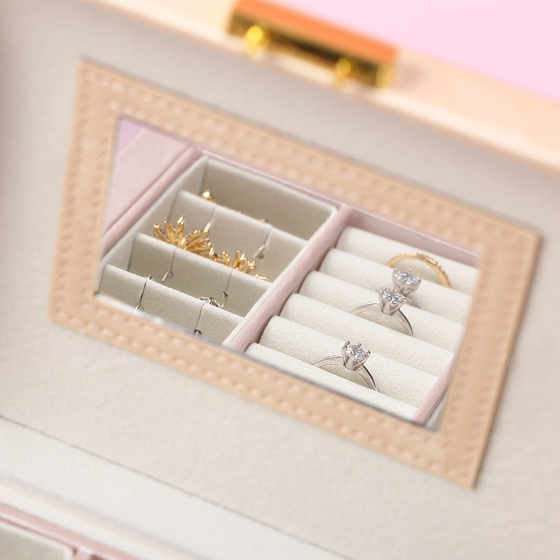 PU leather dustproof large capacity drawer jewelry box