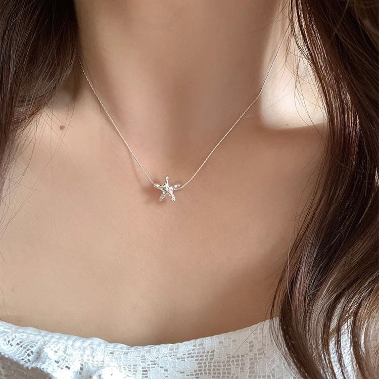 starfish s925 sterling silver lava necklace