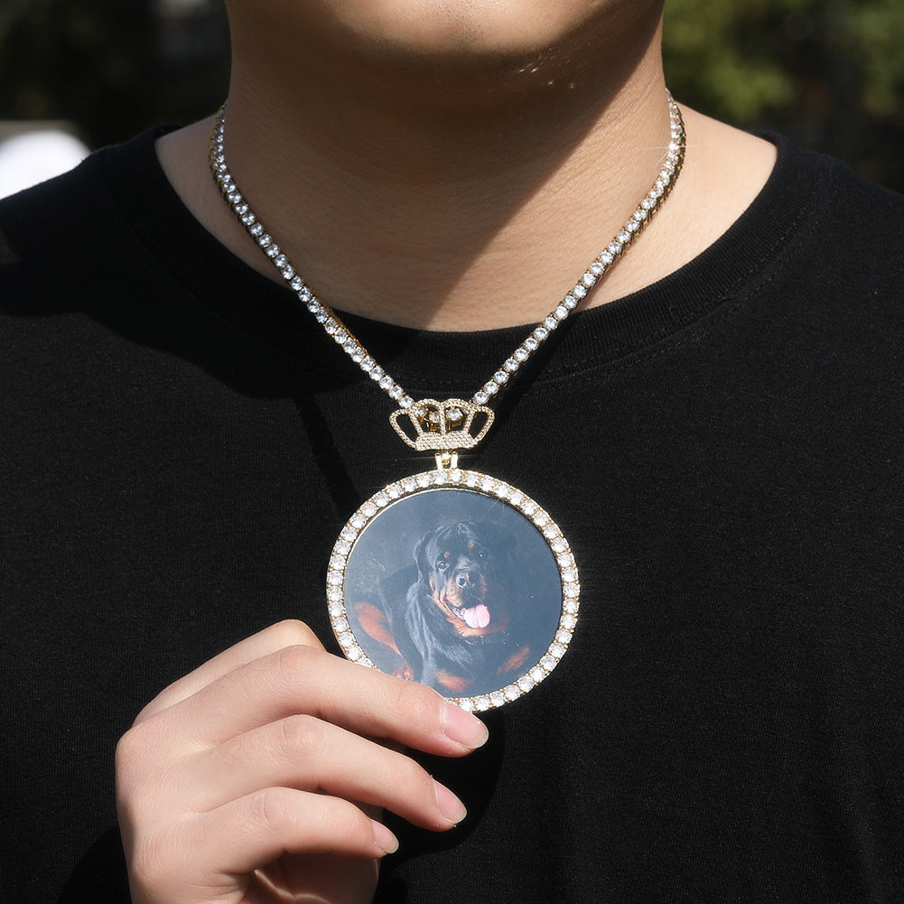 Hip Hop XL large round DIY pendant necklace