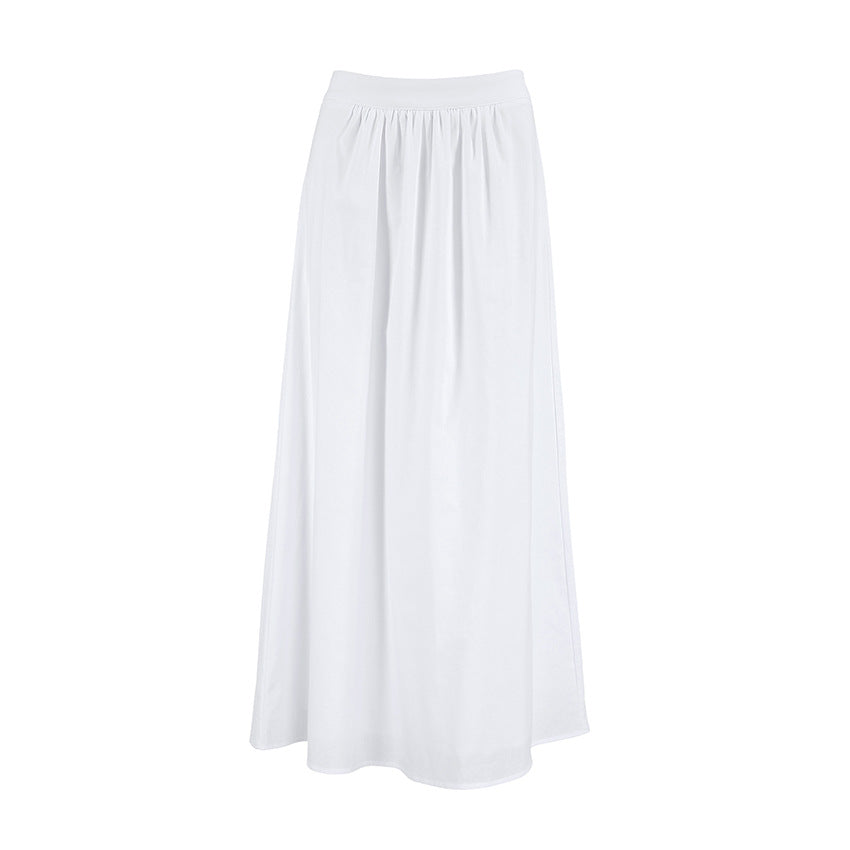 White Cotton Linen A line Skirt Loose High Waist Skirt Autumn Winter Long Skirt