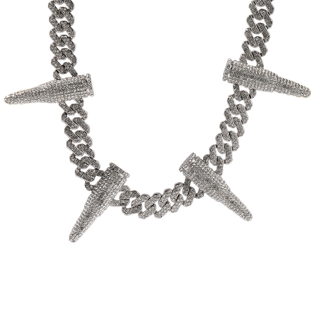 Hip-hop diamond-encrusted black panther necklace