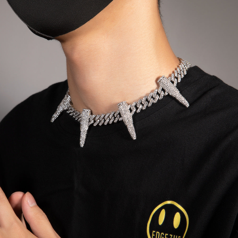 Hip-hop diamond-encrusted black panther necklace