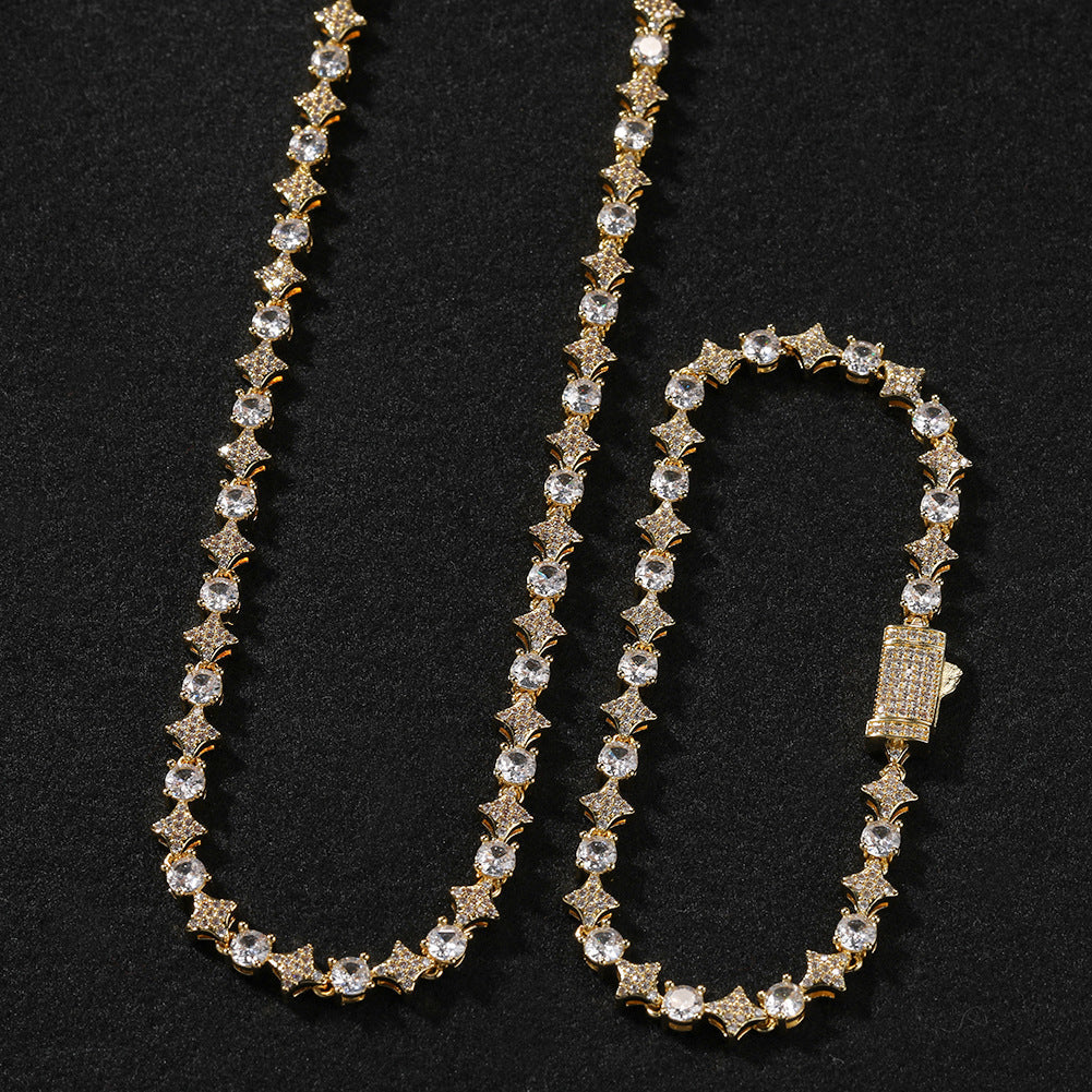 Star zircon tennis chain necklace