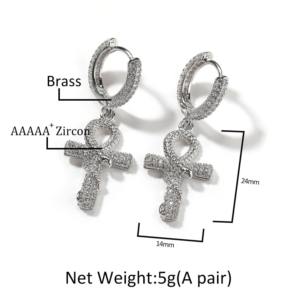 Hip-hop Anhe snake zircon earrings