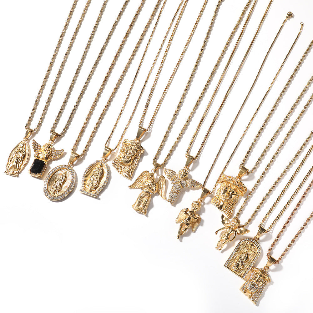 Hip Hop Winged Angel Pendant Necklace
