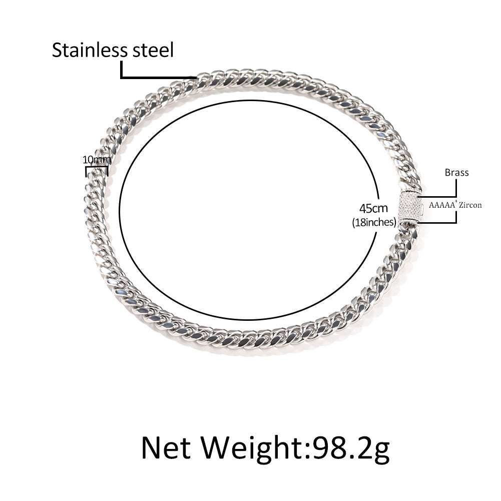 Hip-hop zircon stainless steel zircon necklace