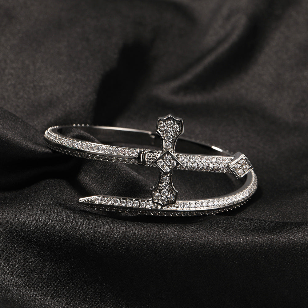 Hip-hop full-diamond justice sword bracelet inlaid with zircon