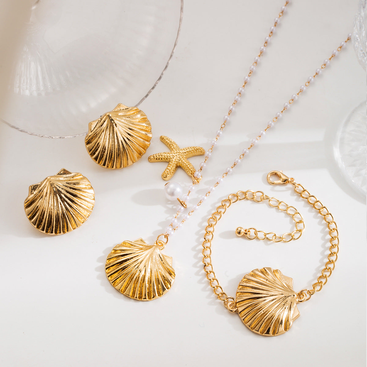 starfish necklace shell pearl light luxury necklace