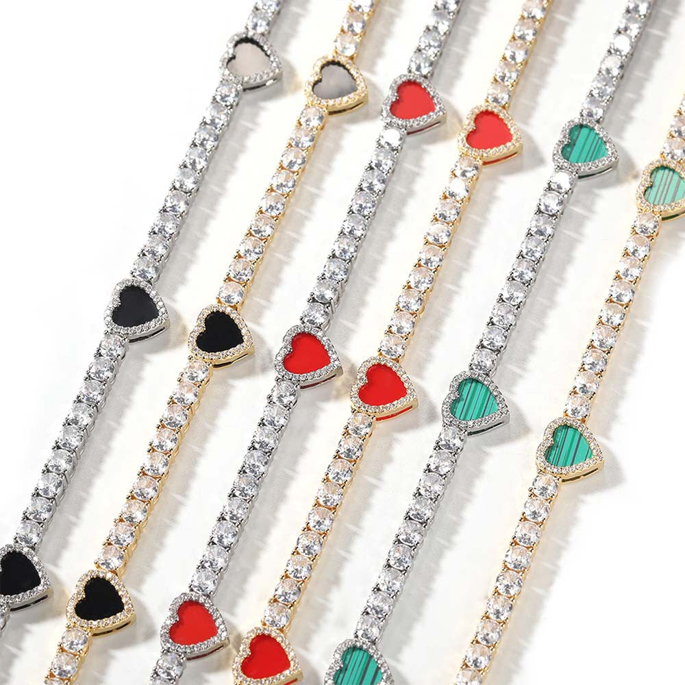 mens gold chain Colorful love tennis necklace
