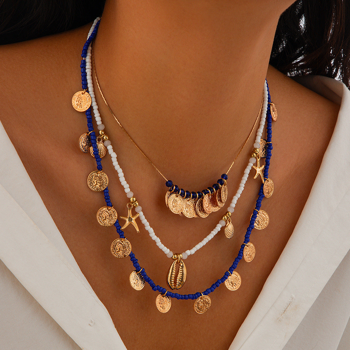 starfish necklace pearl shell necklace