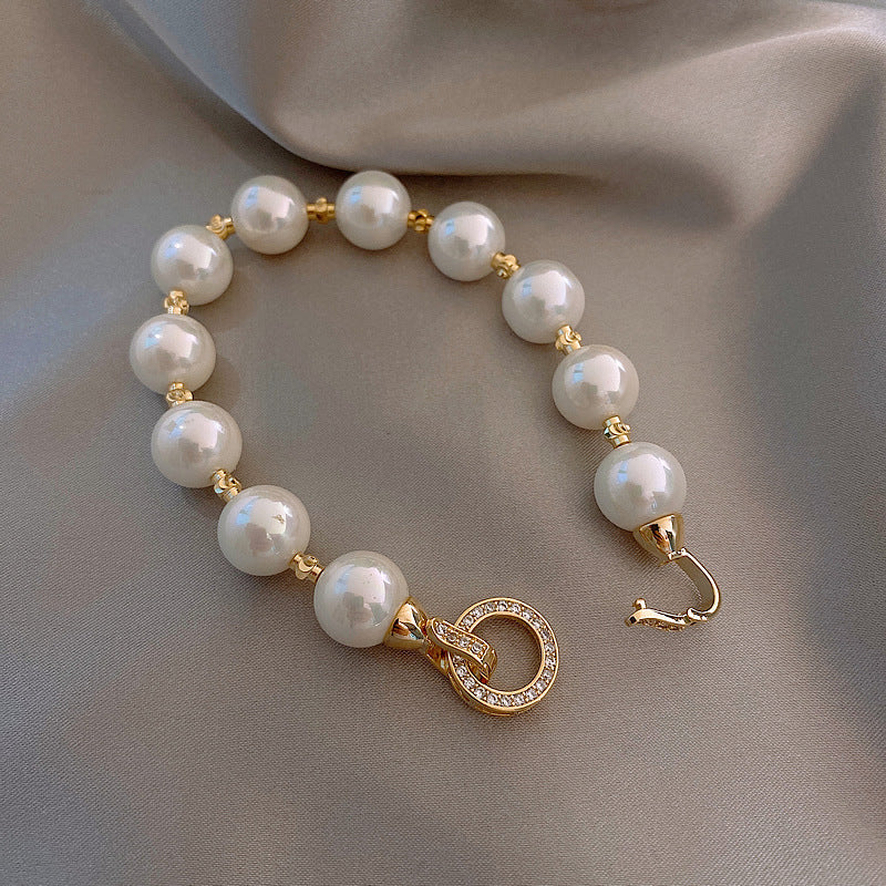 day collar large pearl inlaid zircon necklace