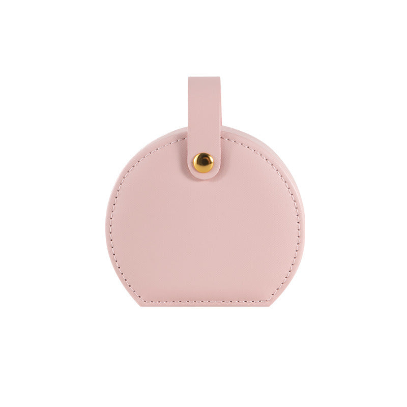 PU leather portable round jewelry box
