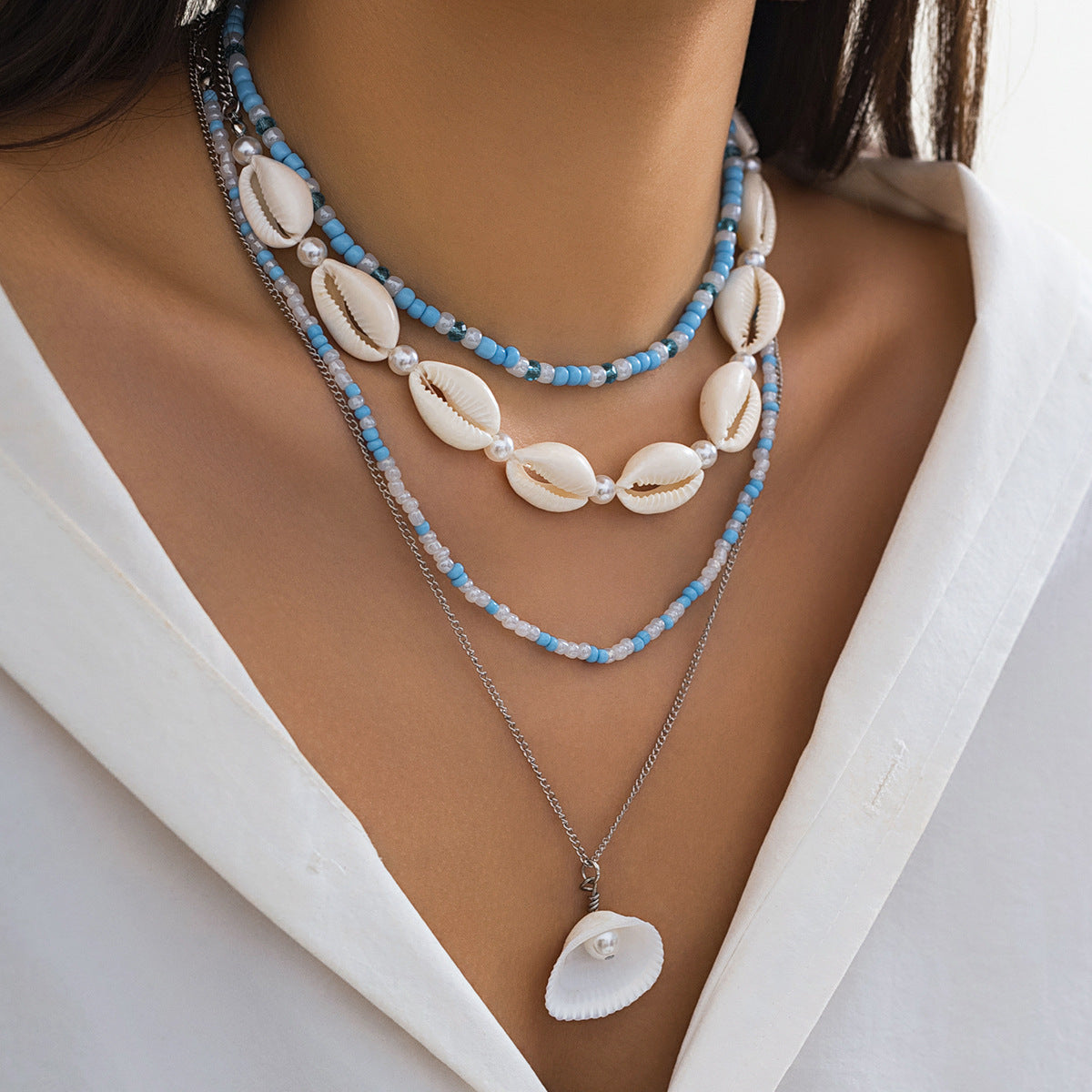 starfish necklace pearl shell necklace