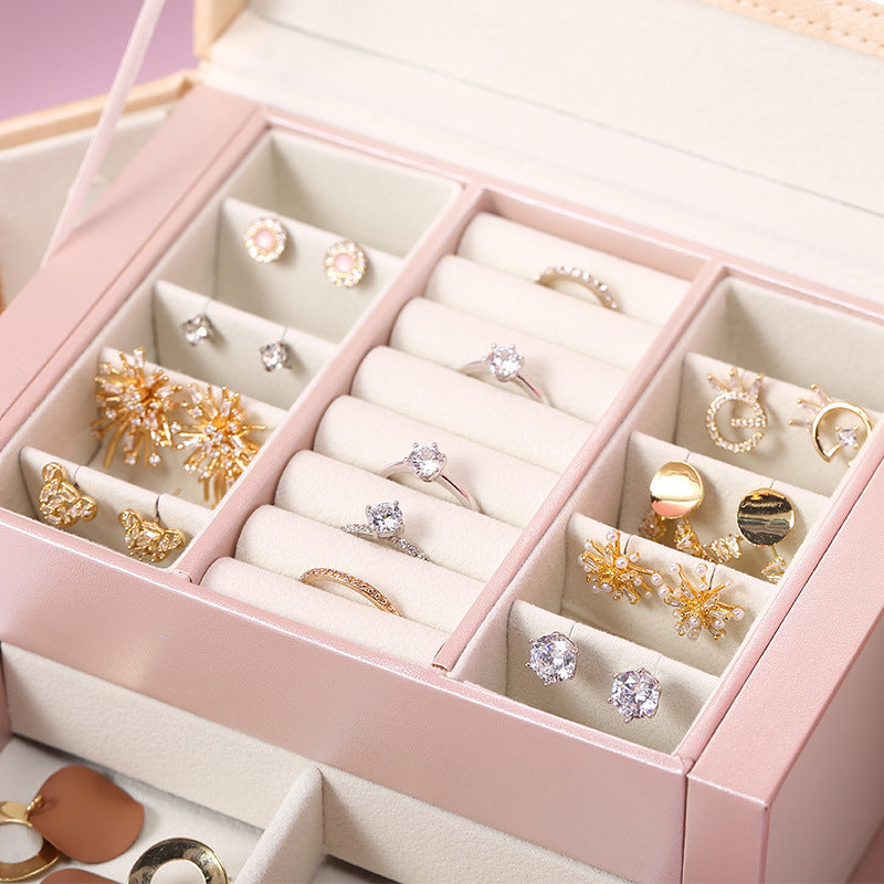 PU leather dustproof large capacity drawer jewelry box