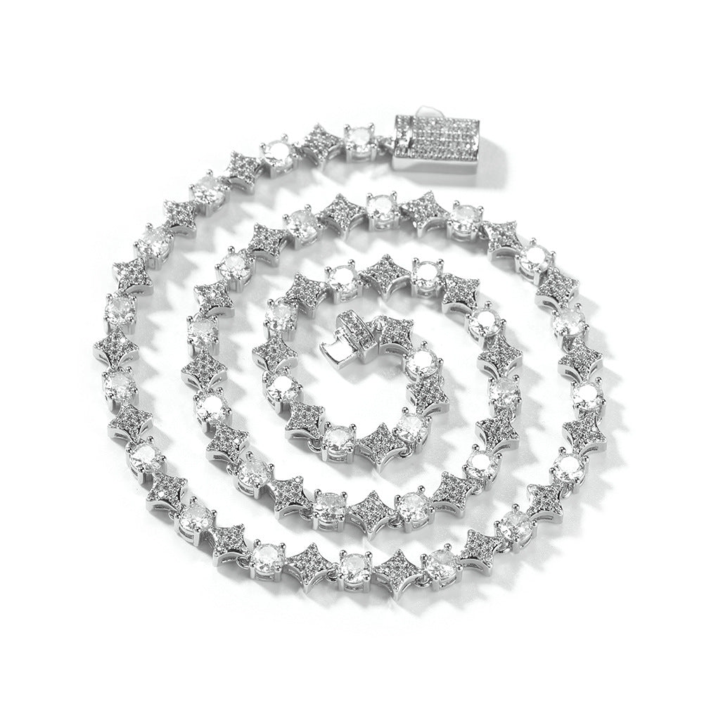 Star zircon tennis chain necklace