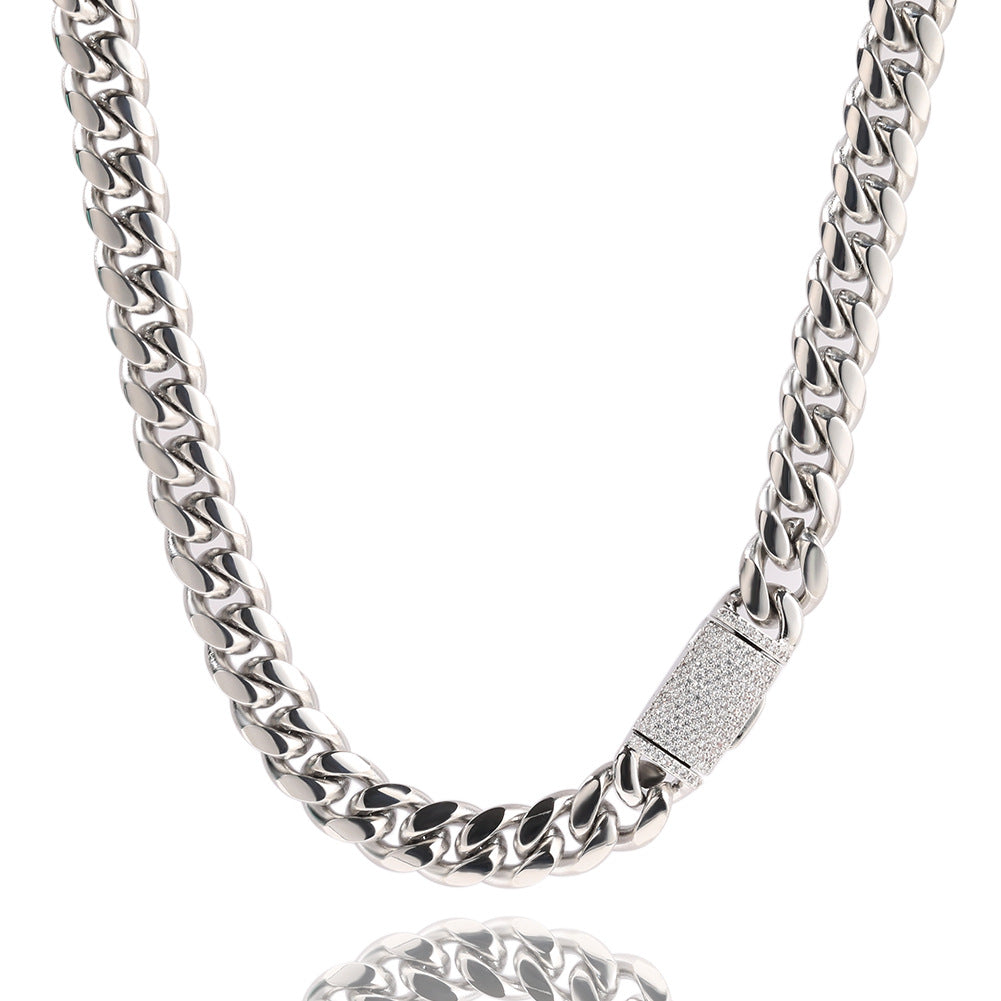 Hip-hop zircon stainless steel zircon necklace