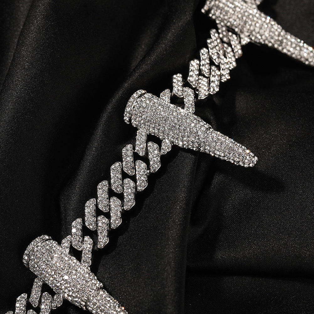 Hip-hop diamond-encrusted black panther necklace