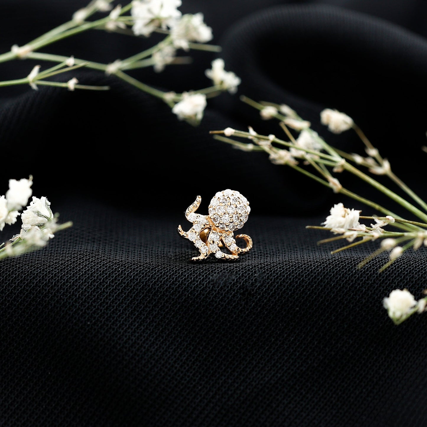 Moissanite Octopus Earring for Cartilage Piercing