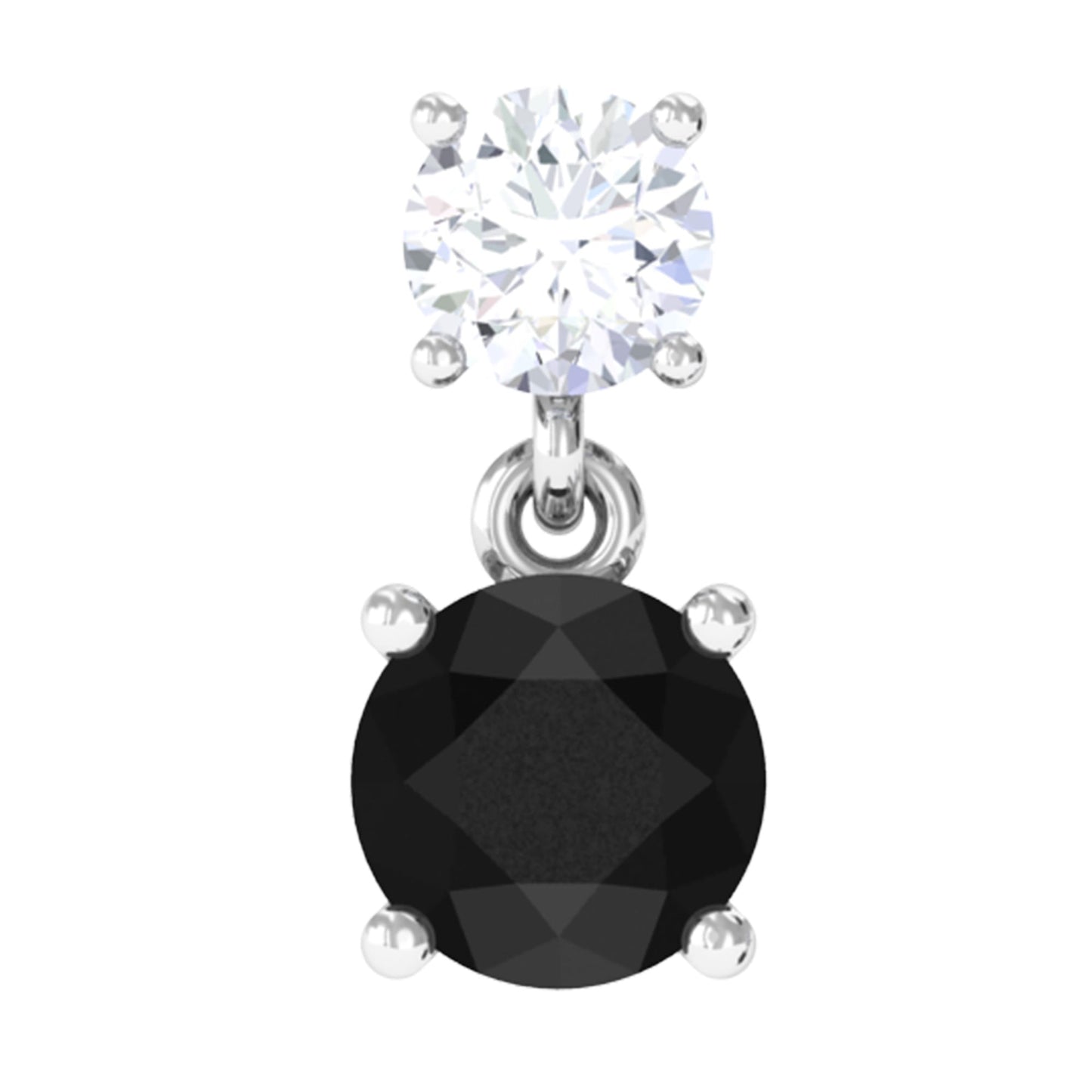 Round Black Onyx and Diamond Helix Drop Earring