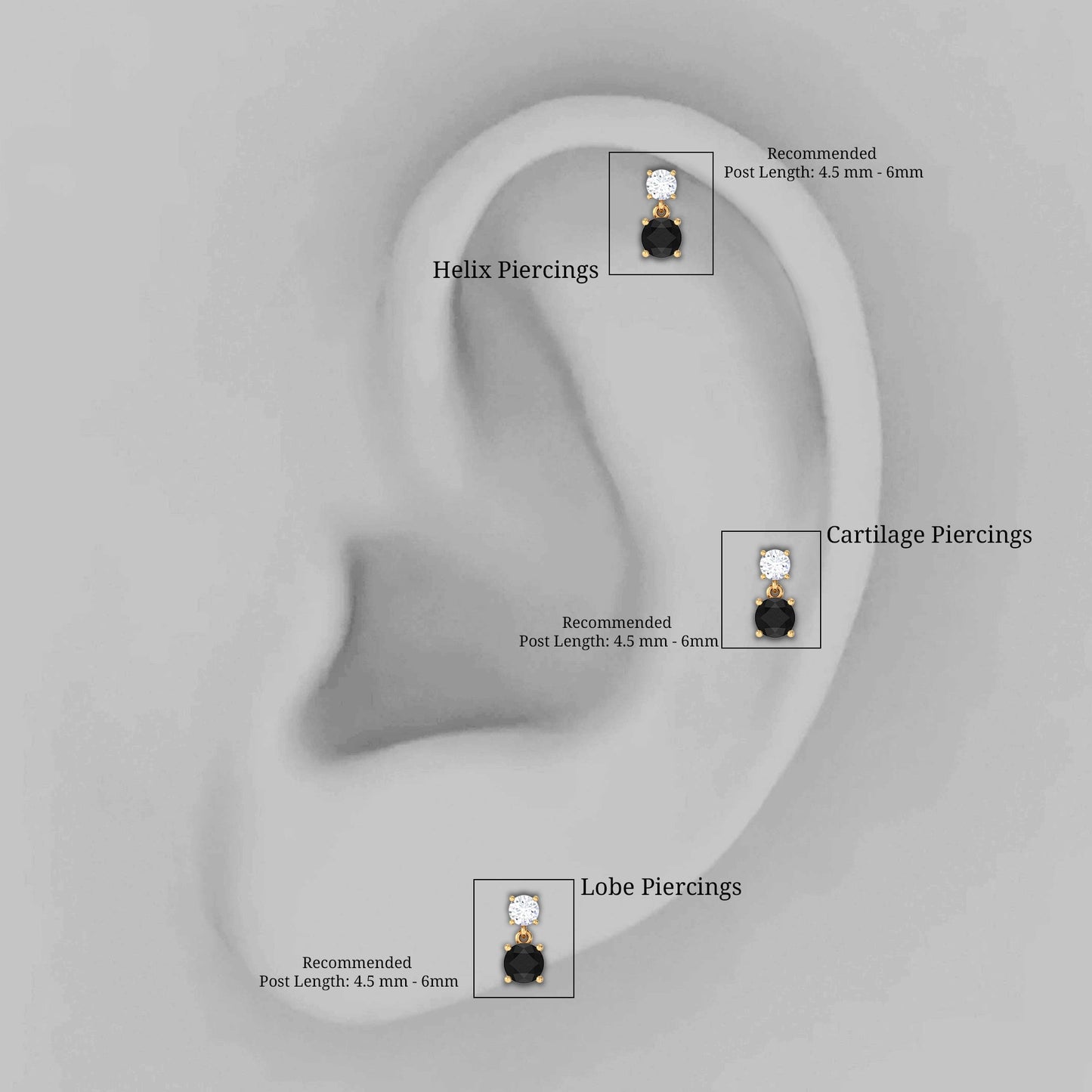 Round Black Onyx and Diamond Helix Drop Earring