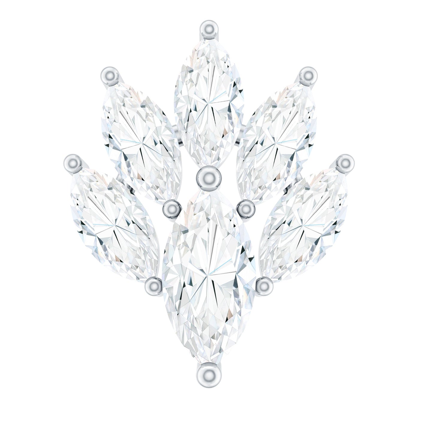 Marquise Moissanite Cluster Leaf Earring for Cartilage Piercing
