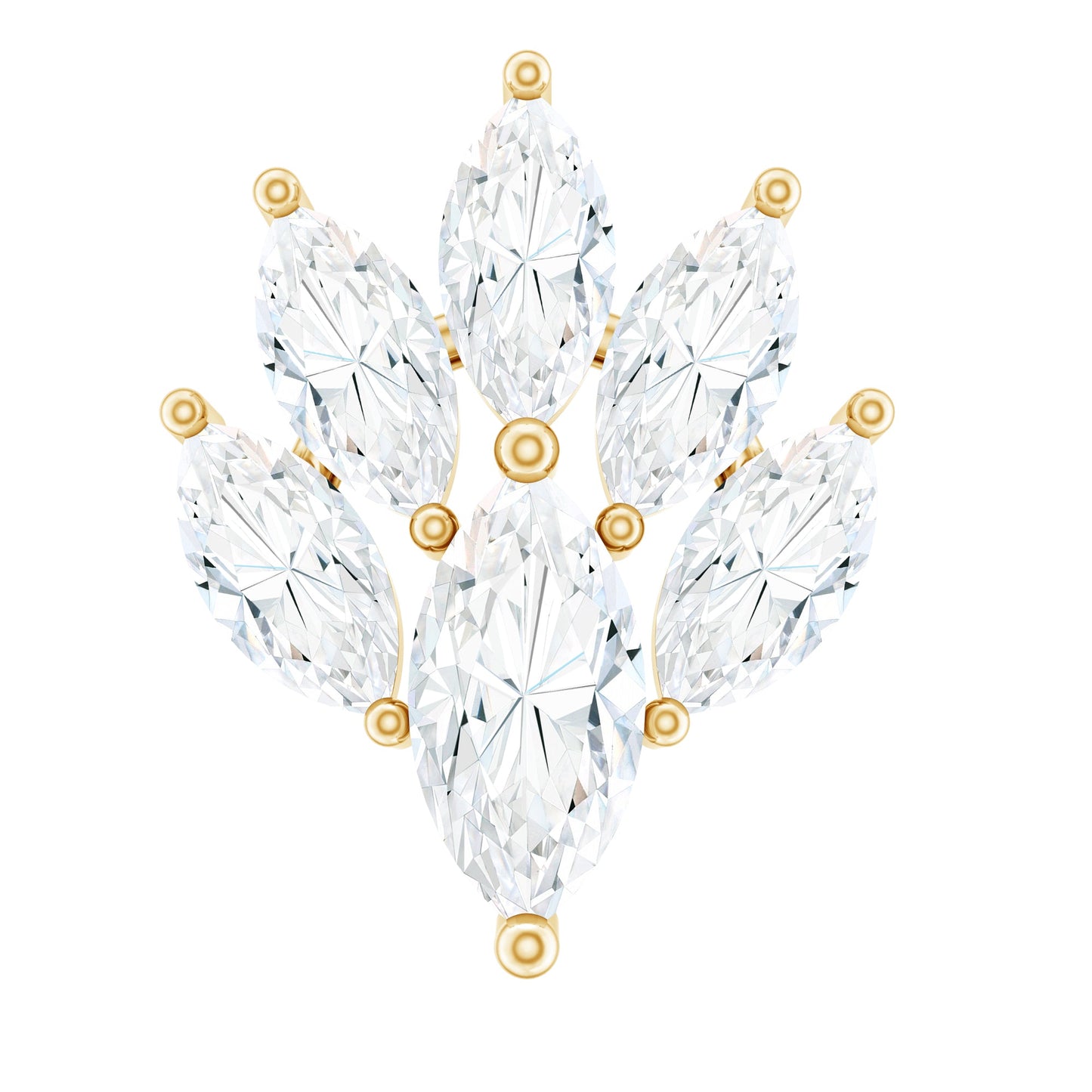 Marquise Moissanite Cluster Leaf Earring for Cartilage Piercing