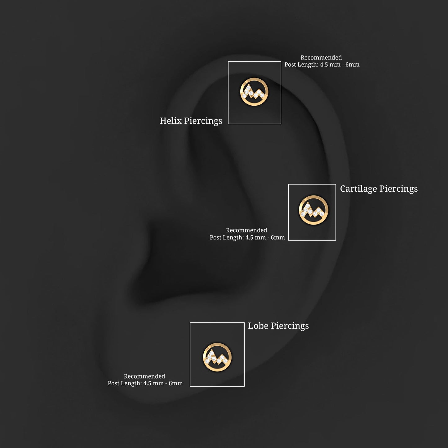 Genuine Diamond Unique Circle Earring for Cartilage Piercing
