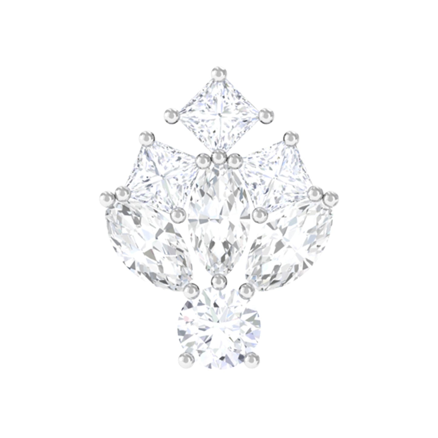 Moissanite Cluster Earring for Upper Lobe Piercing