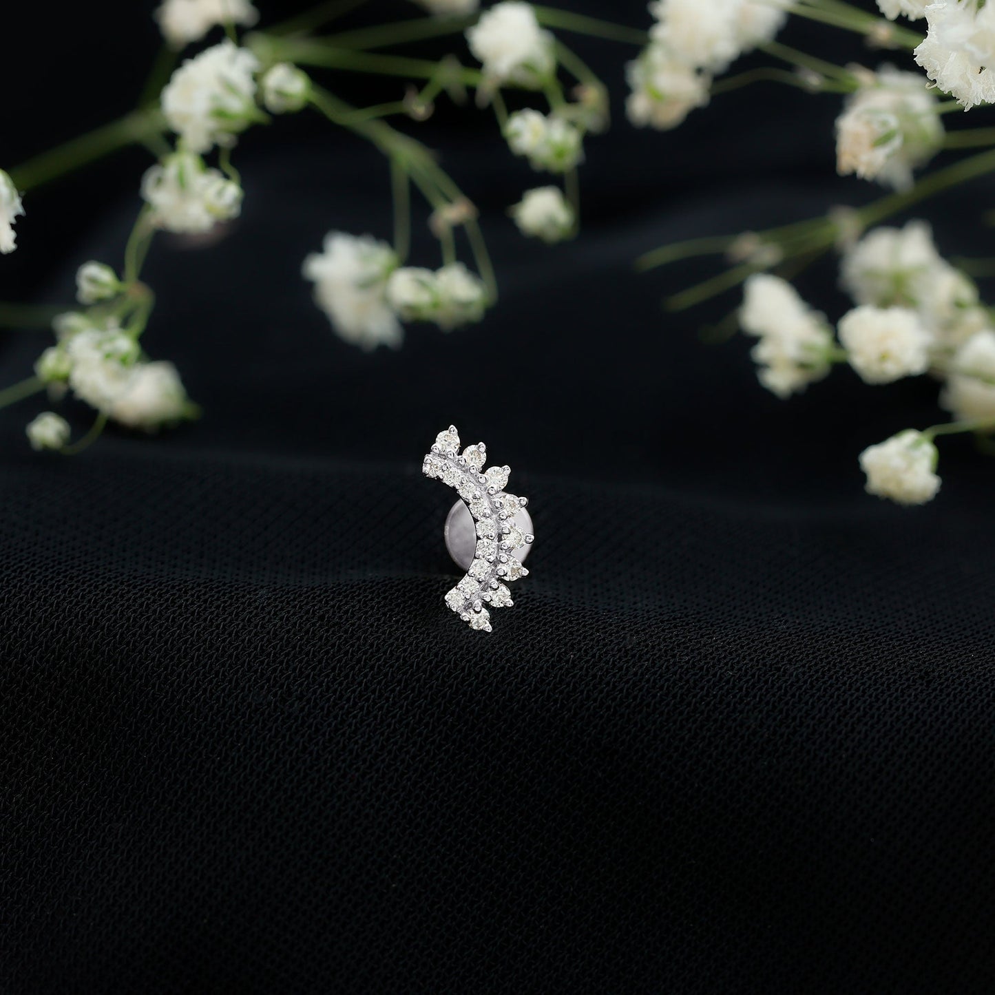 Certified Diamond Curved Cartilage Earring
