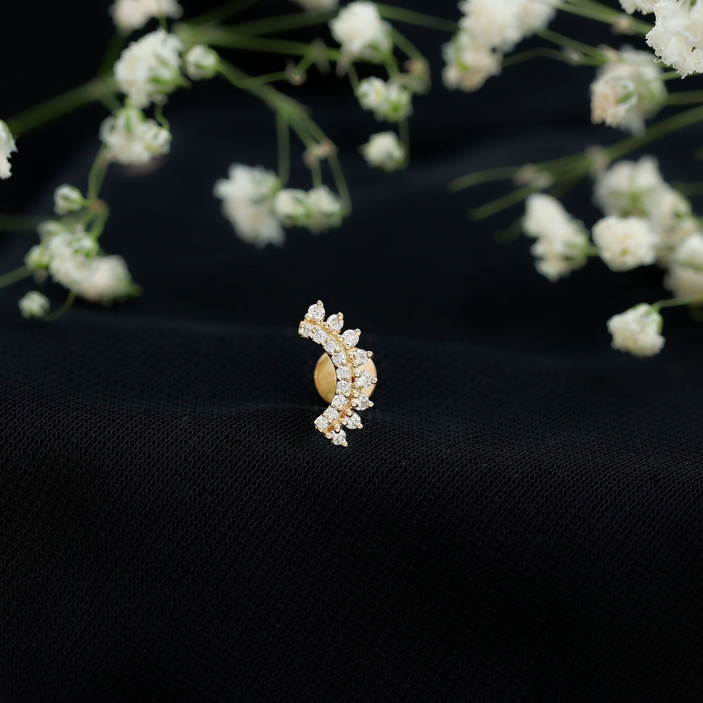 Certified Diamond Curved Cartilage Earring