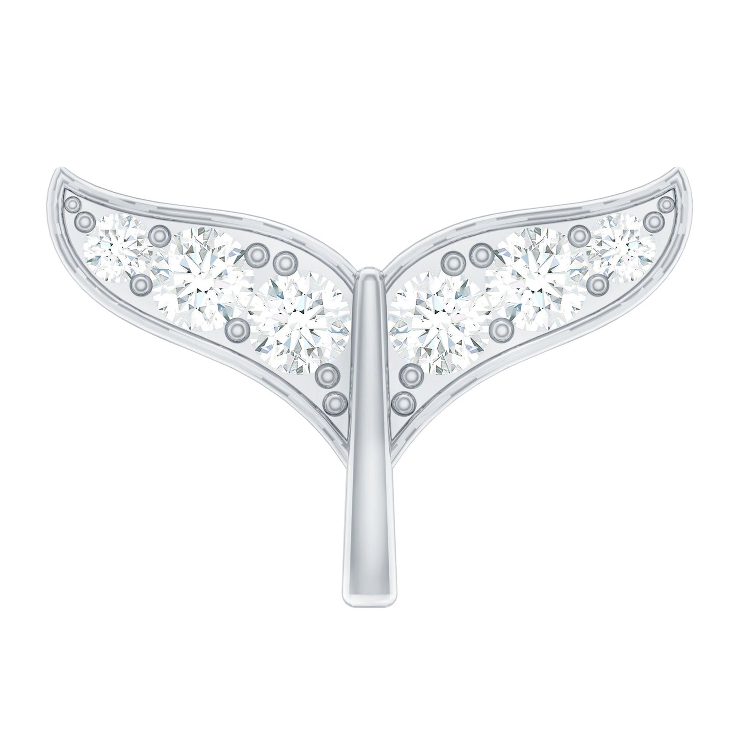 Moissanite Whale Tail Earring for Cartilage Piercing