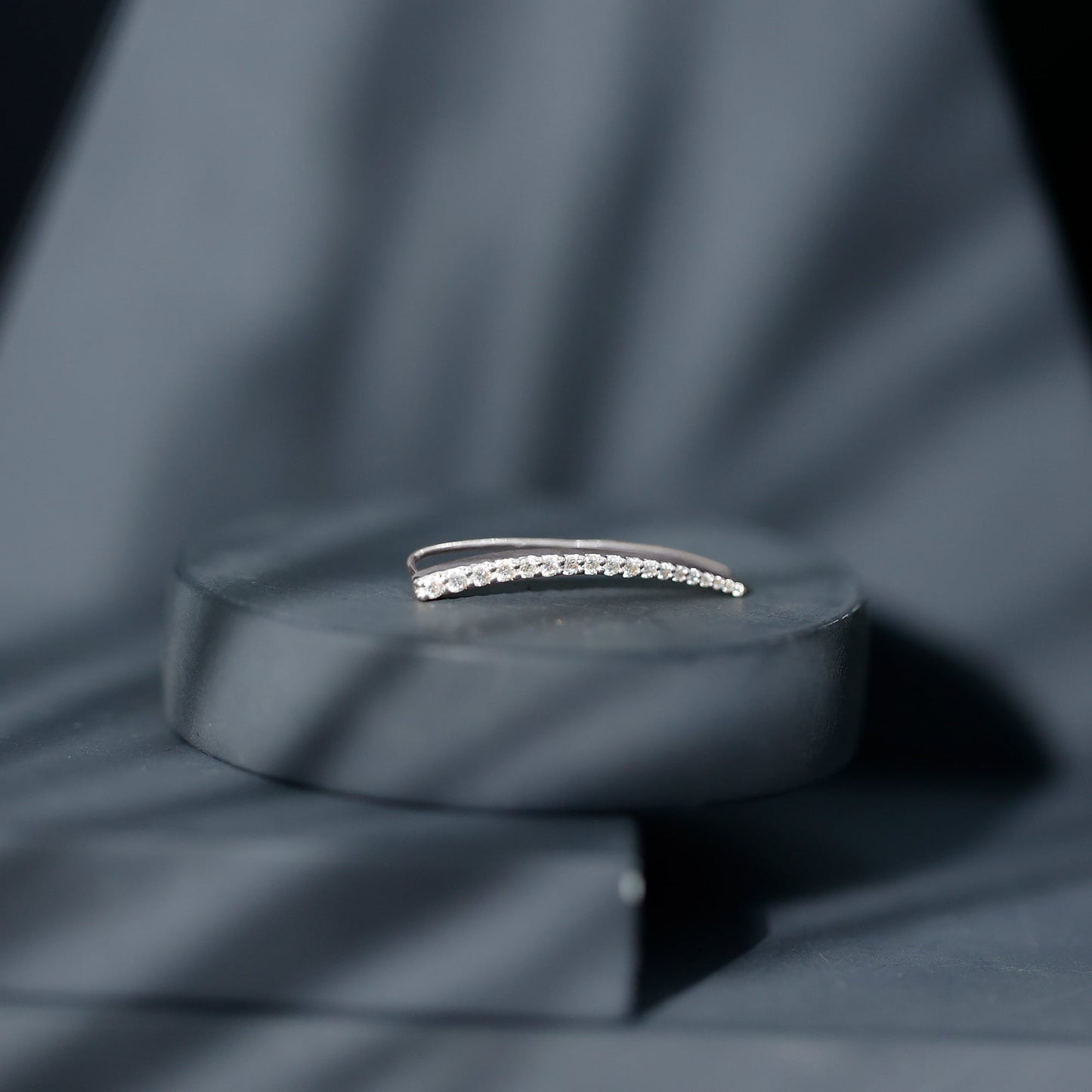 Minimalist Moissanite Curved Climber Earring
