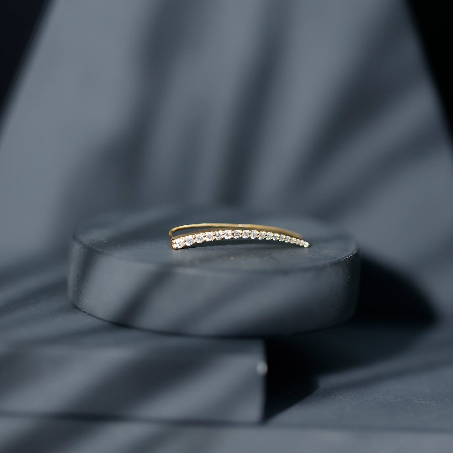 Minimalist Moissanite Curved Climber Earring
