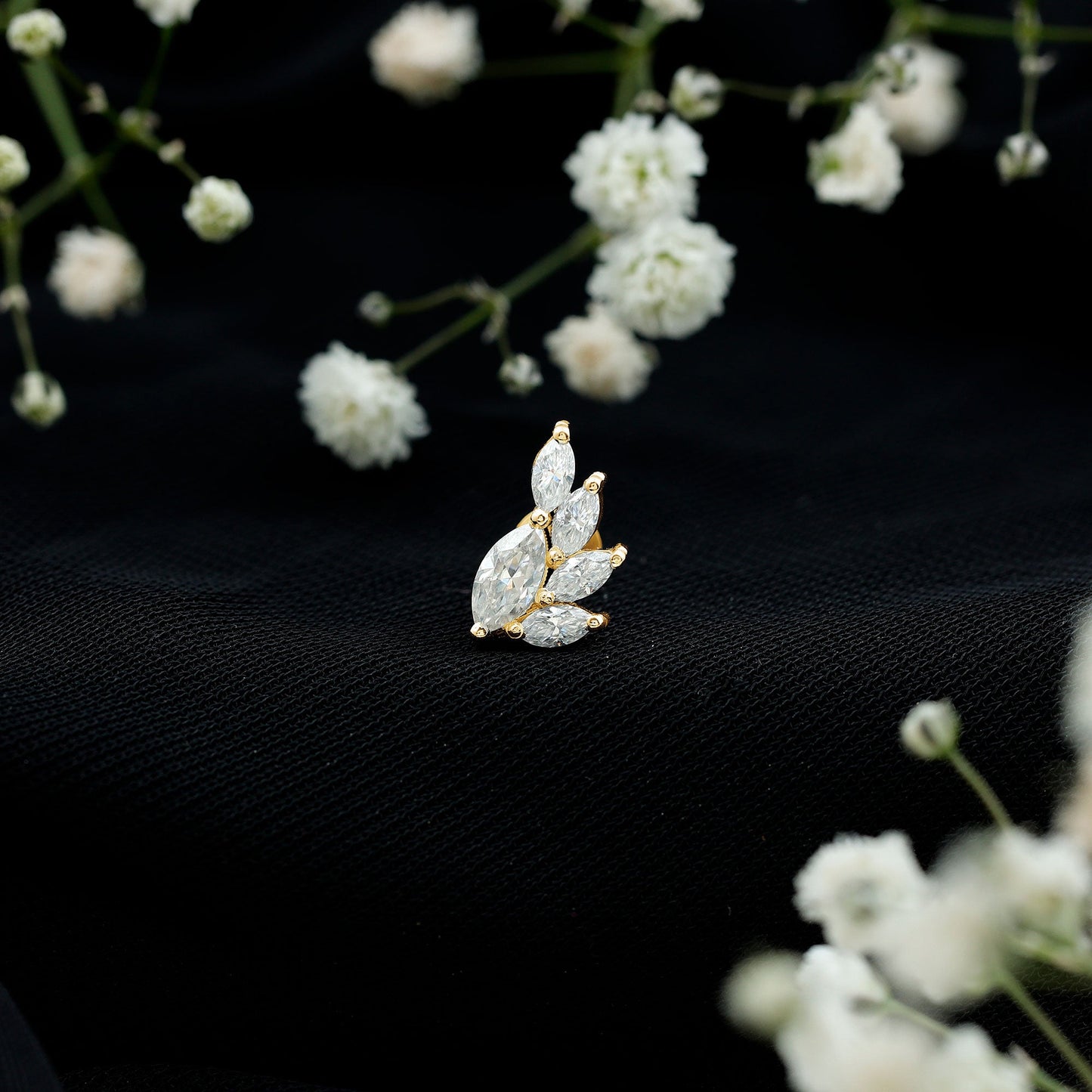 Marquise Cut Moissanite Cluster Helix Earring