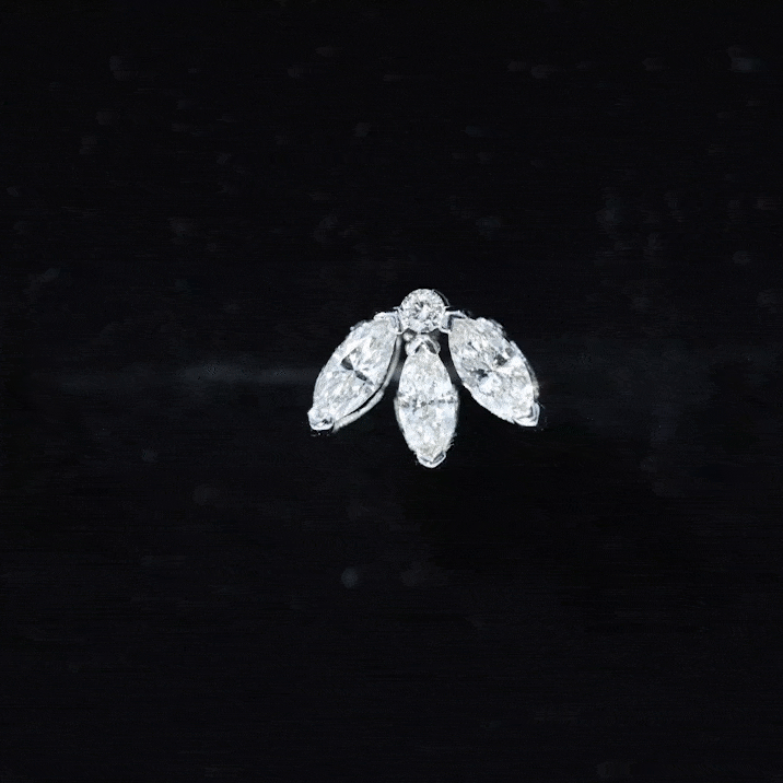 Certified Marquise Moissanite Lotus Flower Earring for Helix Piercing