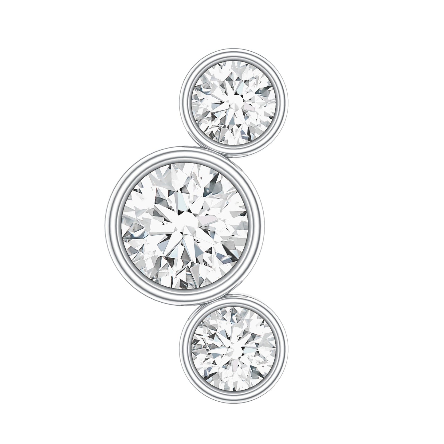 Certified Moissanite Three Stone Crawler Helix Earring