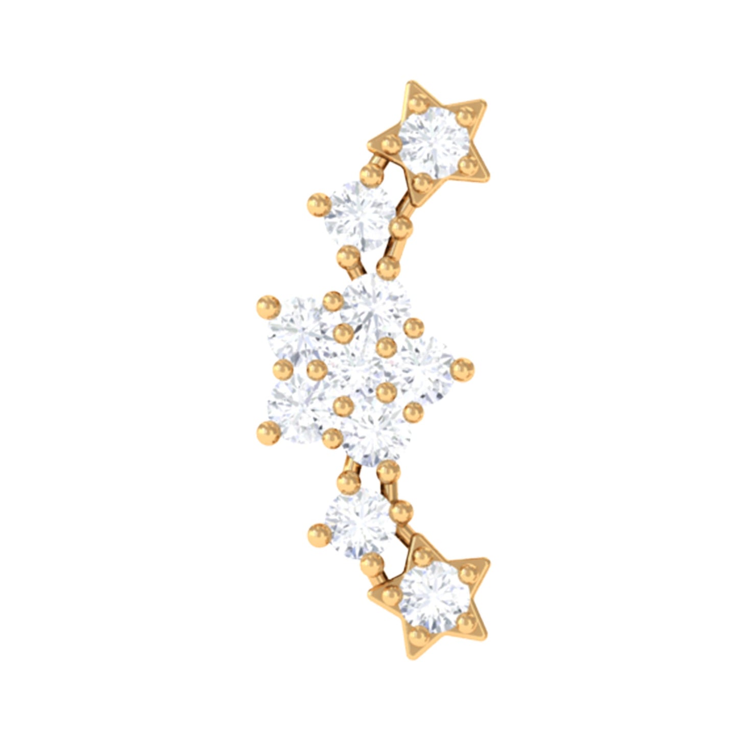 Unique Moissanite Star Crawler Earring for Helix Piercing
