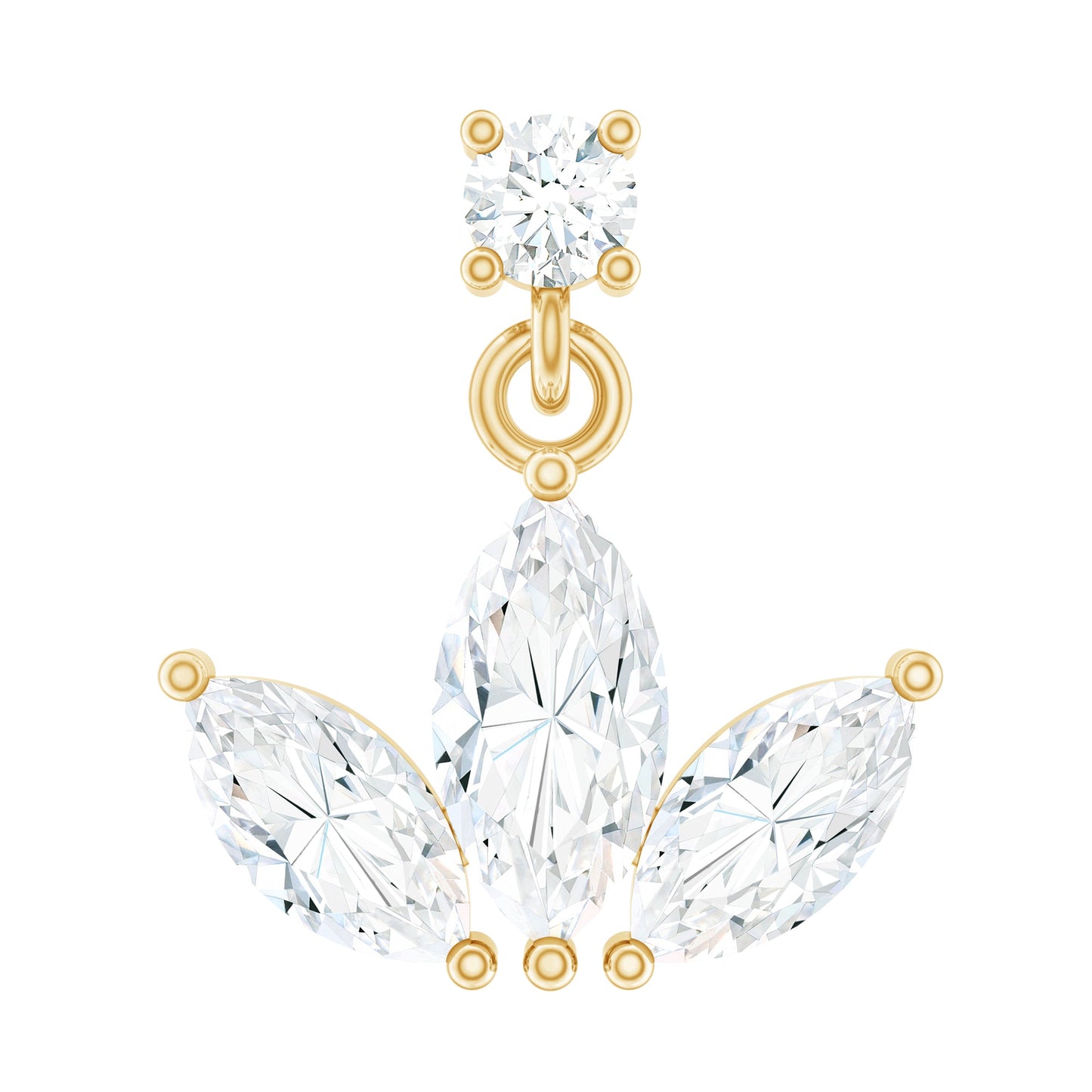 Marquise Cut Moissanite Lotus Flower Drop Helix Earring