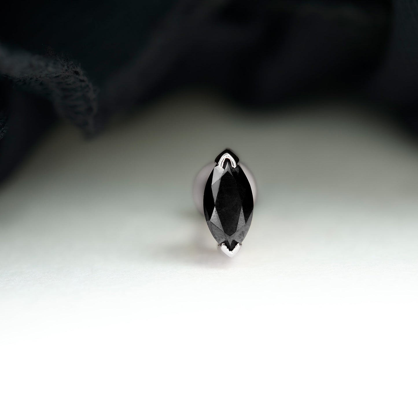 Natural 0.74 Carat Marquise Shape Black Onyx Conch Earring