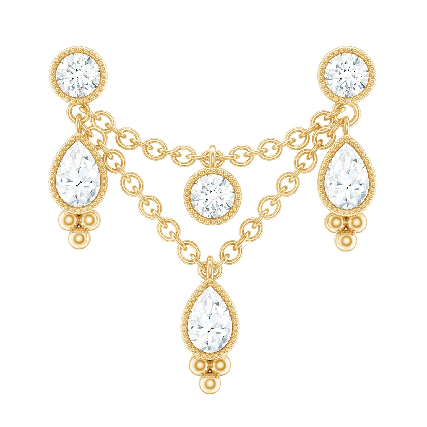 Vintage Inspired Diamond Chain Double Piercing Earring