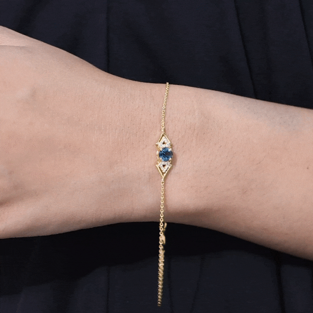 Real London Blue Topaz and Diamond Chain Bracelet