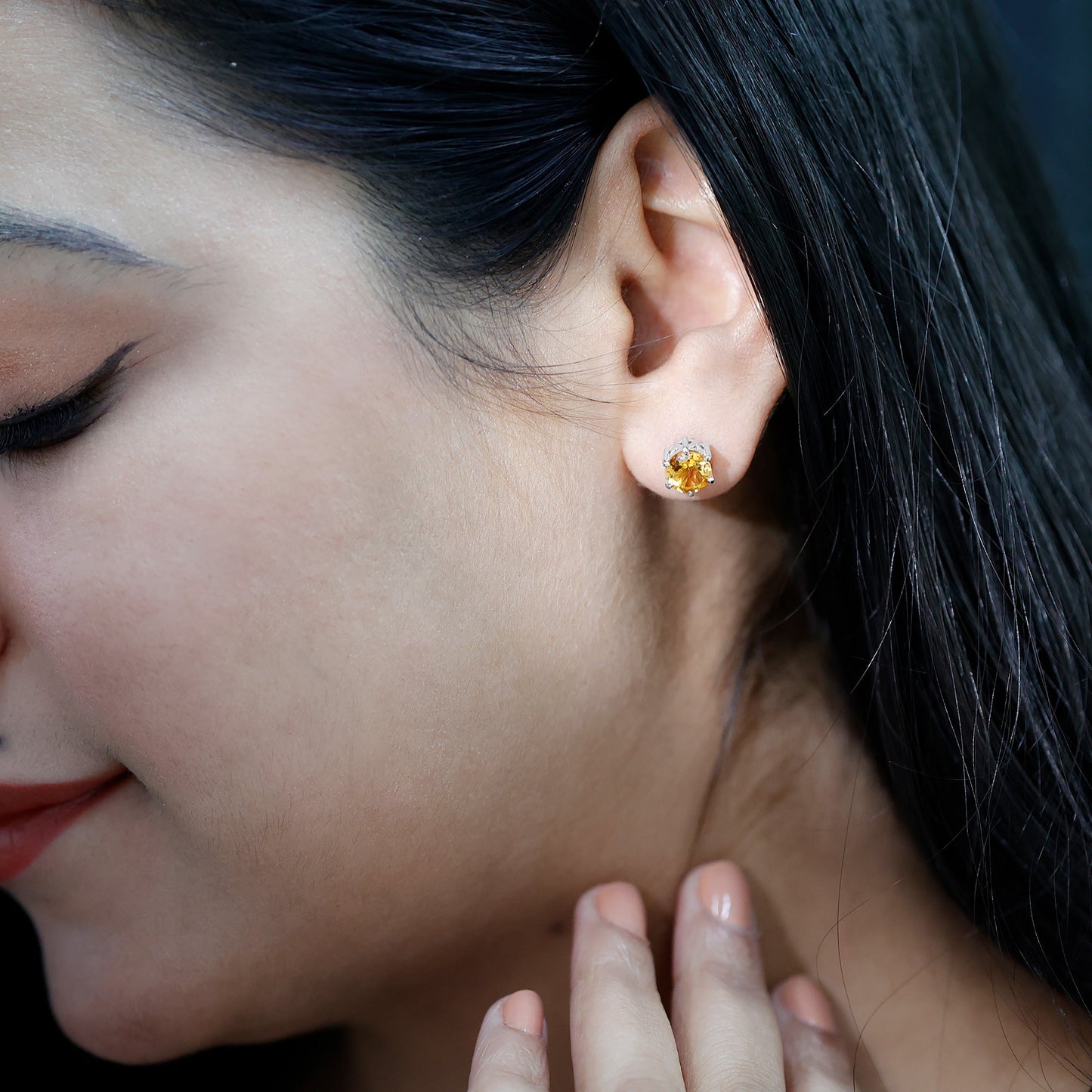2.4 Carat Claw Set Citrine Solitaire Stud Earrings