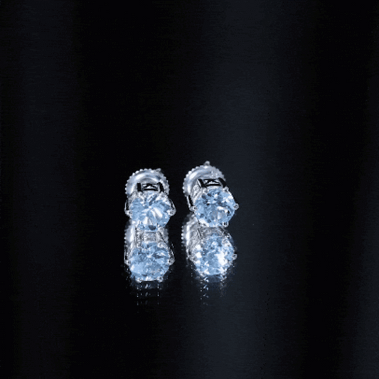 1.6 Carat Round Aquamarine Solitaire Stud Earrings