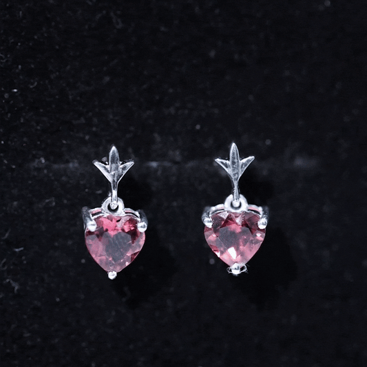1.8 Carat Heart Shape Pink Tourmaline Drop Earrings
