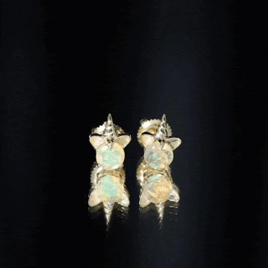 1 Carat Ethiopian Opal Unicorn Stud Earrings for Women