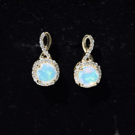 1 Carat Ethiopian Opal and Diamond Infinity Stud Earrings