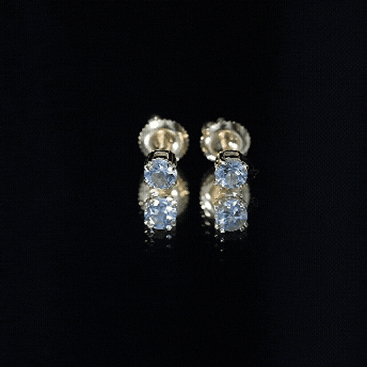 0.5 Carat Genuine Aquamarine Solitaire Stud Earrings in Double Claw Prong Setting