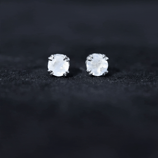 0.74 Carat Moonstone Solitaire Stud Earrings for Women