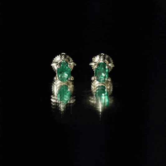 1 Carat Oval Shape Lab Created Emerald Cute Turtle Stud Earrings