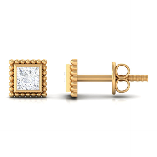 0.3 Carat Real Diamond Solitaire Beaded Stud Earrings